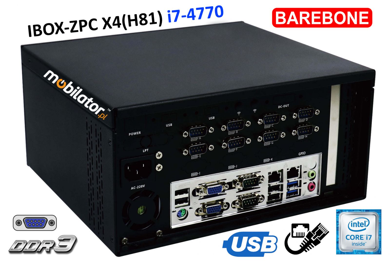 iBOX-ZPC X4 Komputer przemysłowy  dla zastosowań magazynowych z modułem WiFi 6x COM